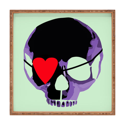 Amy Smith Purple Skull With Heart Eyepatch Square Tray