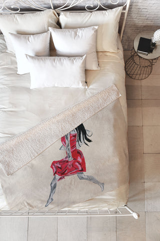 Amy Smith Red Dress Fleece Throw Blanket