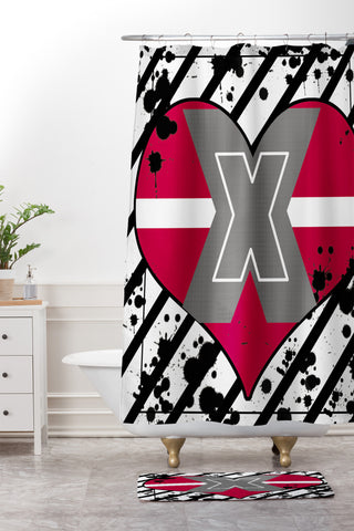 Amy Smith Red Heart Shower Curtain And Mat