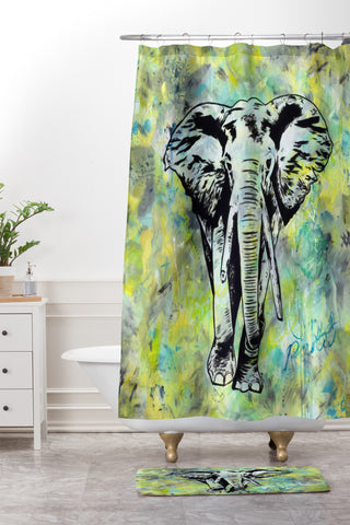 Amy Smith The Tough Elephant Shower Curtain And Mat