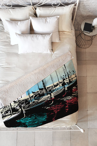 Amy Smith Venice Gondolas Fleece Throw Blanket