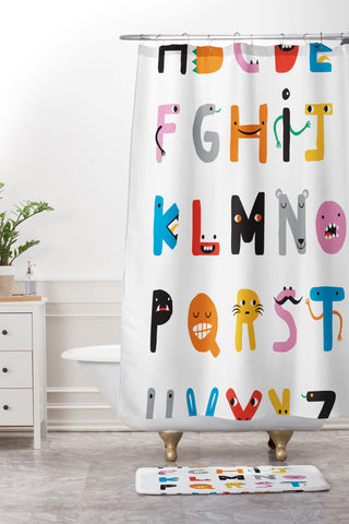Ana Carvalho ABC The Monster Alphabet Shower Curtain And Mat