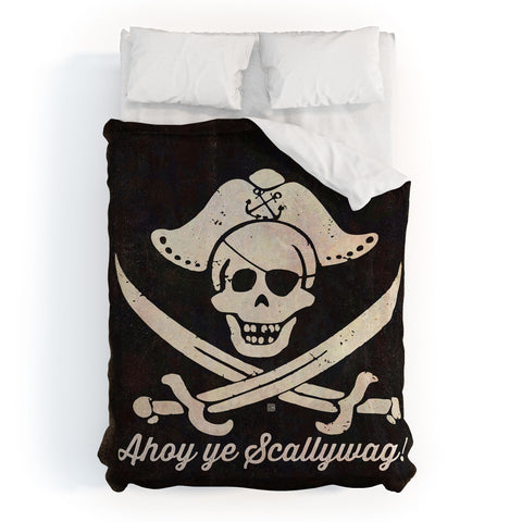 Anderson Design Group Ahoy Ye Scallywag Pirate Flag Duvet Cover