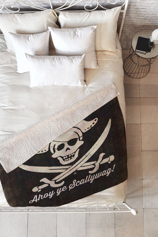 Anderson Design Group Ahoy Ye Scallywag Pirate Flag Fleece Throw Blanket