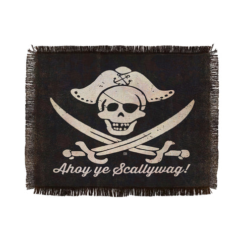 Anderson Design Group Ahoy Ye Scallywag Pirate Flag Throw Blanket