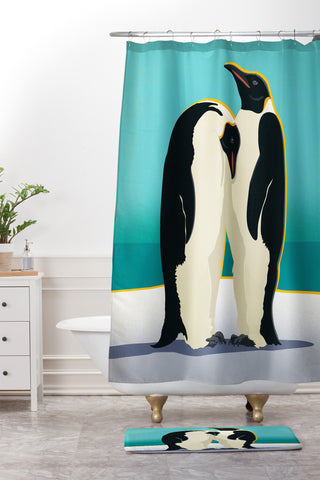 Anderson Design Group Arctic Penguins Shower Curtain And Mat
