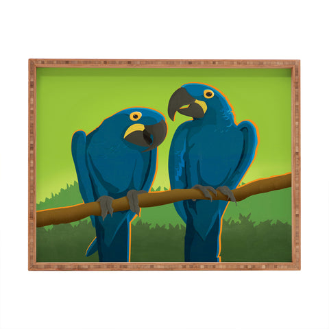 Anderson Design Group Blue Maccaw Parrots Rectangular Tray