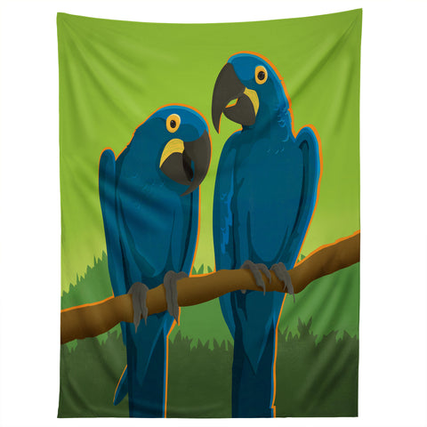 Anderson Design Group Blue Maccaw Parrots Tapestry