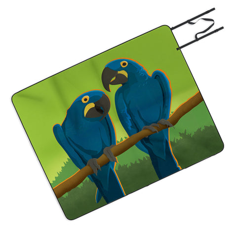 Anderson Design Group Blue Maccaw Parrots Picnic Blanket