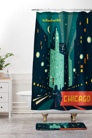 Anderson Design Group Chicago Mag Mile Shower Curtain And Mat