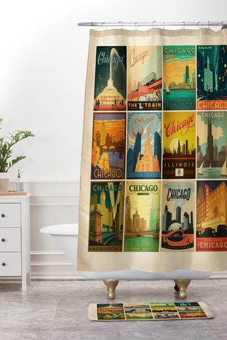 Anderson Design Group Chicago Multi Image Print Shower Curtain And Mat