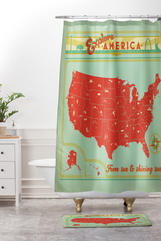 Anderson Design Group Explore America Shower Curtain And Mat