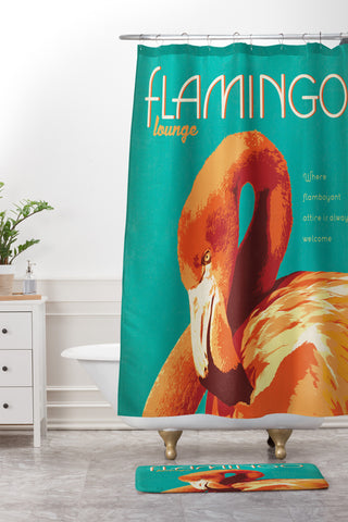 Anderson Design Group Flamingo Lounge Shower Curtain And Mat