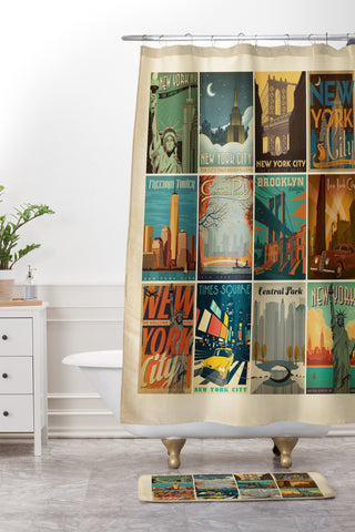 Anderson Design Group New York City Multi Image Print Shower Curtain And Mat