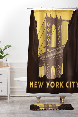 Anderson Design Group NYC Manhattan Bridge Shower Curtain And Mat