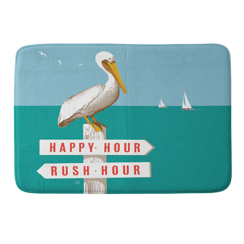 Anderson Design Group Pelican On Rush Hour Happy Hour Sign Memory Foam Bath Mat