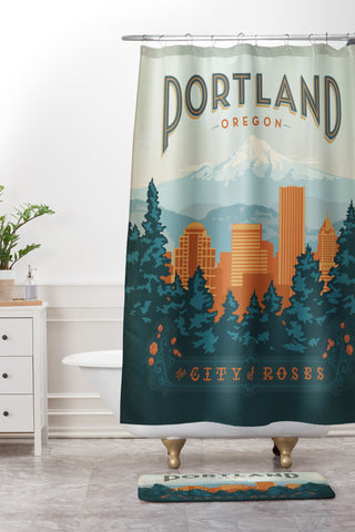 Anderson Design Group Portland Shower Curtain And Mat