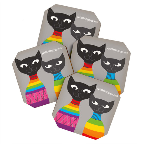 Anderson Design Group Rainbow Cats Coaster Set