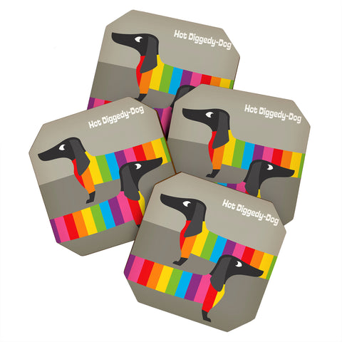 Anderson Design Group Rainbow Dogs Coaster Set