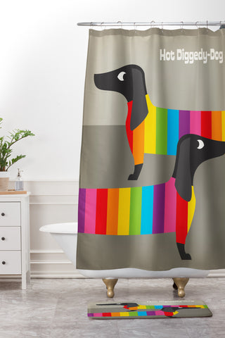 Anderson Design Group Rainbow Dogs Shower Curtain And Mat