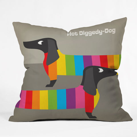 Anderson Design Group Rainbow Dogs Outdoor Throw Pillow