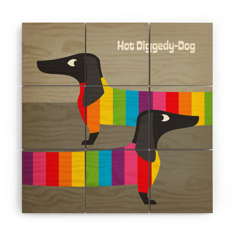 Anderson Design Group Rainbow Dogs Wood Wall Mural