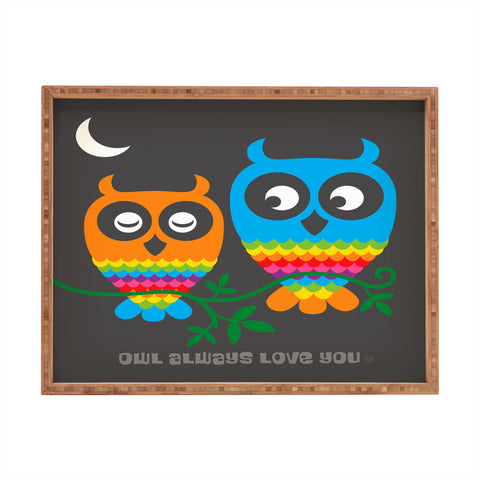 Anderson Design Group Rainbow Owls Rectangular Tray