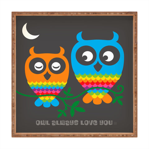 Anderson Design Group Rainbow Owls Square Tray