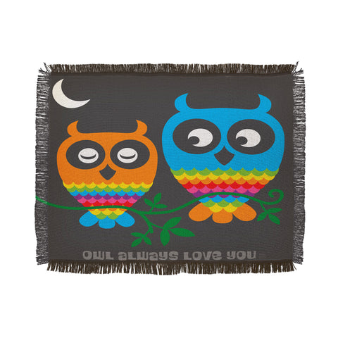 Anderson Design Group Rainbow Owls Throw Blanket