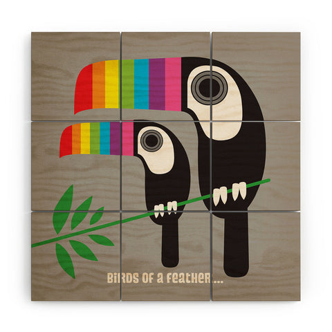 Anderson Design Group Rainbow Toucans Wood Wall Mural