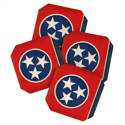 Anderson Design Group Rustic Tennessee State Flag Coaster Set