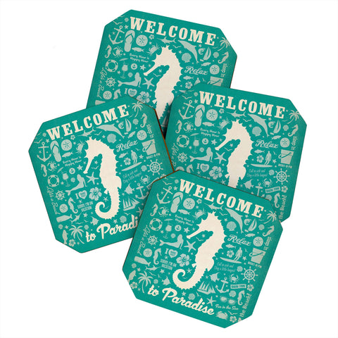 Anderson Design Group Seahorse Pattern Coaster Set