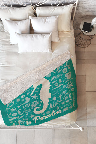 Anderson Design Group Seahorse Pattern Fleece Throw Blanket