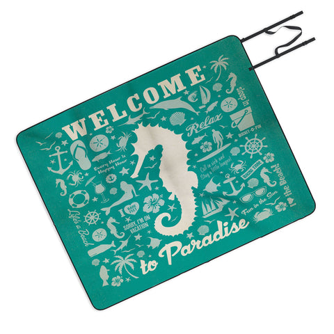 Anderson Design Group Seahorse Pattern Picnic Blanket