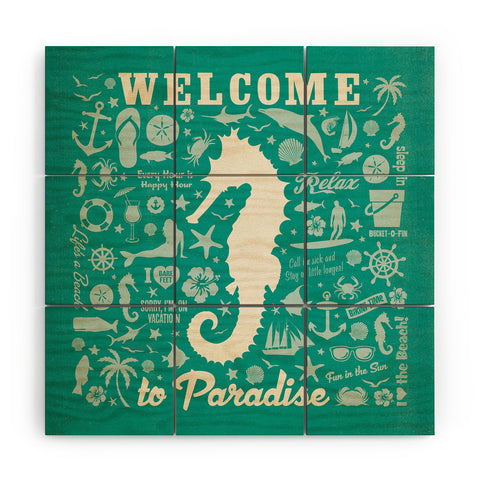 Anderson Design Group Seahorse Pattern Wood Wall Mural