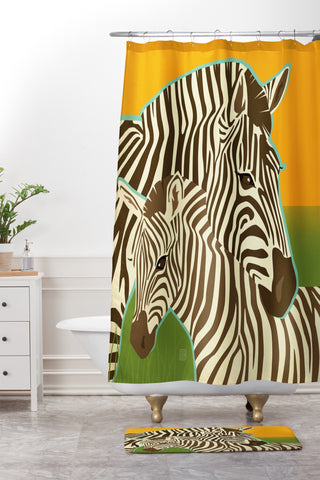 Anderson Design Group Zebras Shower Curtain And Mat