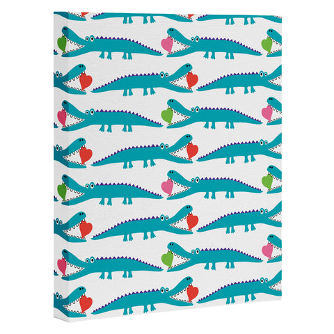 Andi Bird Alligator Love Aqua Art Canvas