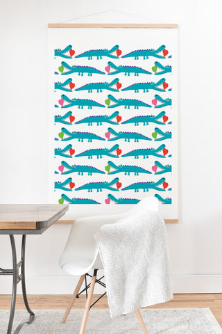 Andi Bird Alligator Love Aqua Art Print And Hanger
