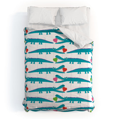 Andi Bird Alligator Love Aqua Comforter