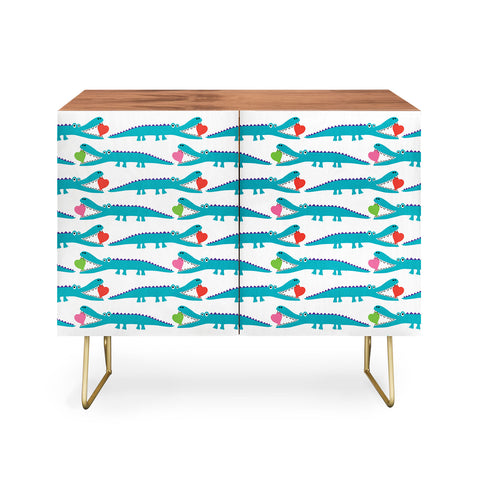 Andi Bird Alligator Love Aqua Credenza