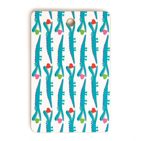 Andi Bird Alligator Love Aqua Cutting Board Rectangle