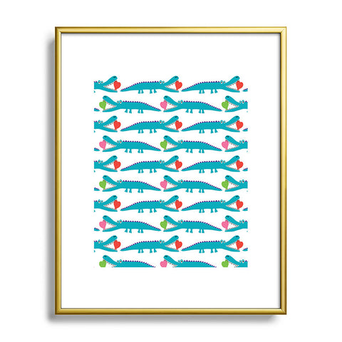 Andi Bird Alligator Love Aqua Metal Framed Art Print