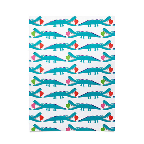 Andi Bird Alligator Love Aqua Poster