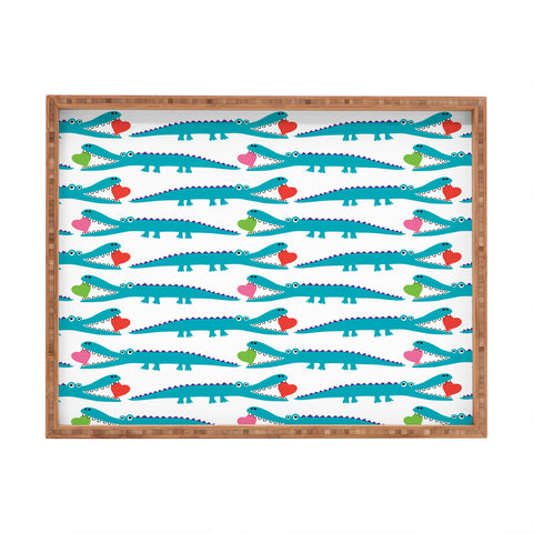 Andi Bird Alligator Love Aqua Rectangular Tray