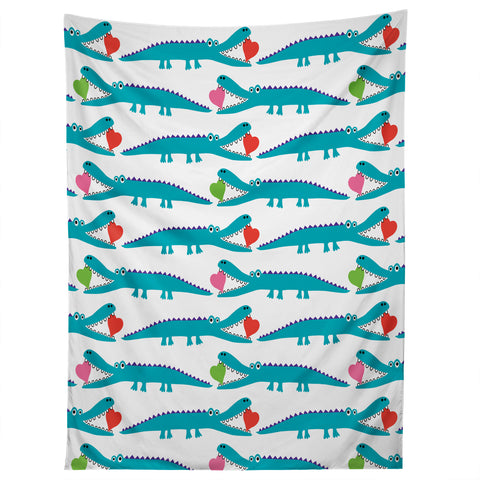 Andi Bird Alligator Love Aqua Tapestry