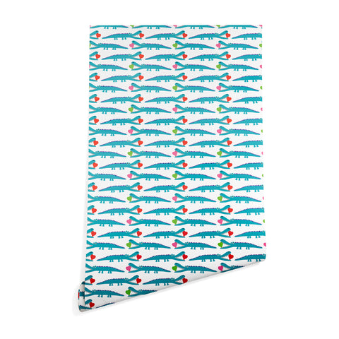 Andi Bird Alligator Love Aqua Wallpaper