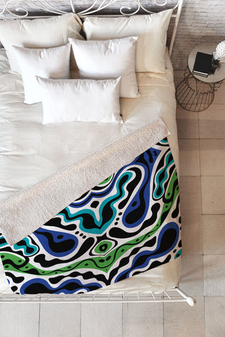 Andi Bird Beat Goes On Blue Fleece Throw Blanket