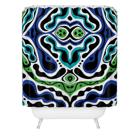 Andi Bird Beat Goes On Blue Shower Curtain