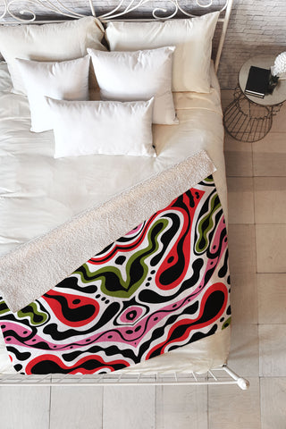 Andi Bird Beat Goes On Red Fleece Throw Blanket