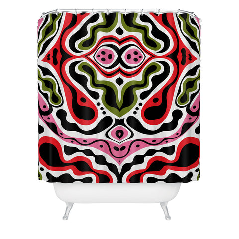 Andi Bird Beat Goes On Red Shower Curtain